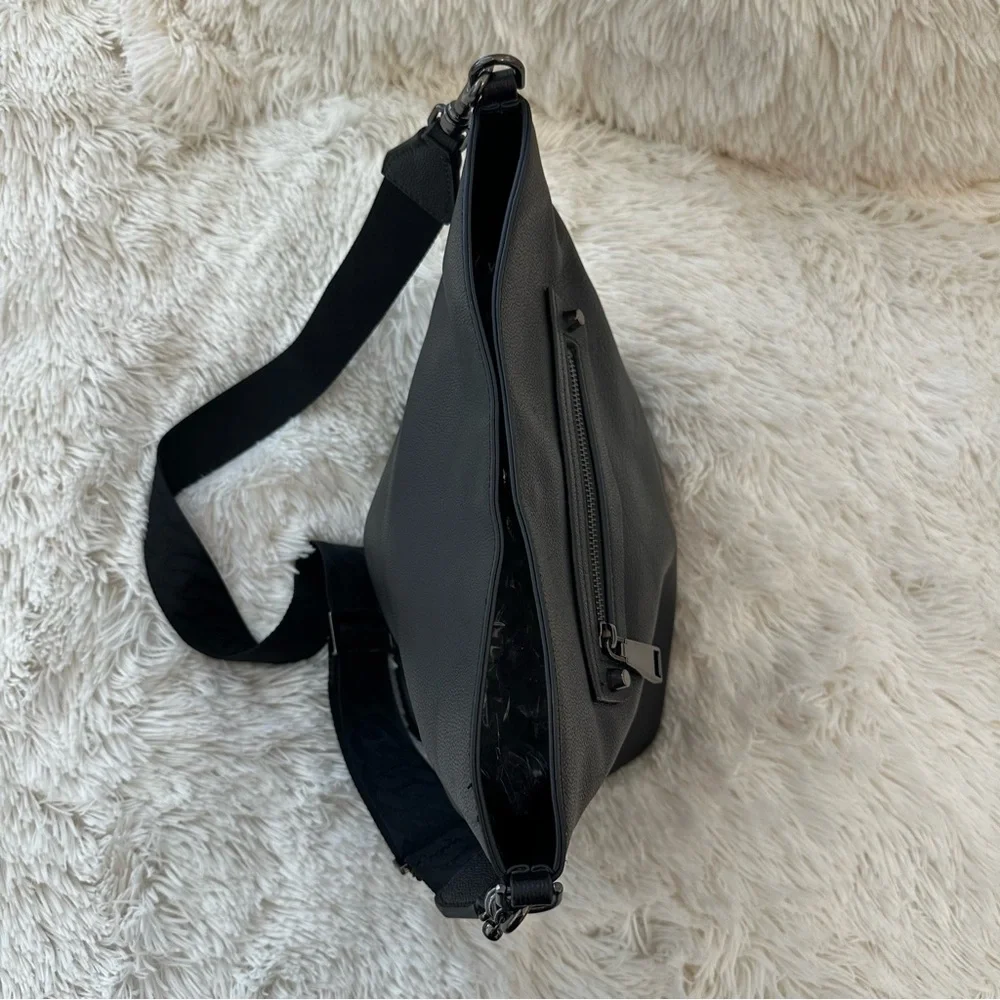 Rebecca Minkoff Regan Black Pebbled Leather Bucket Crossbody Shoulder Bag